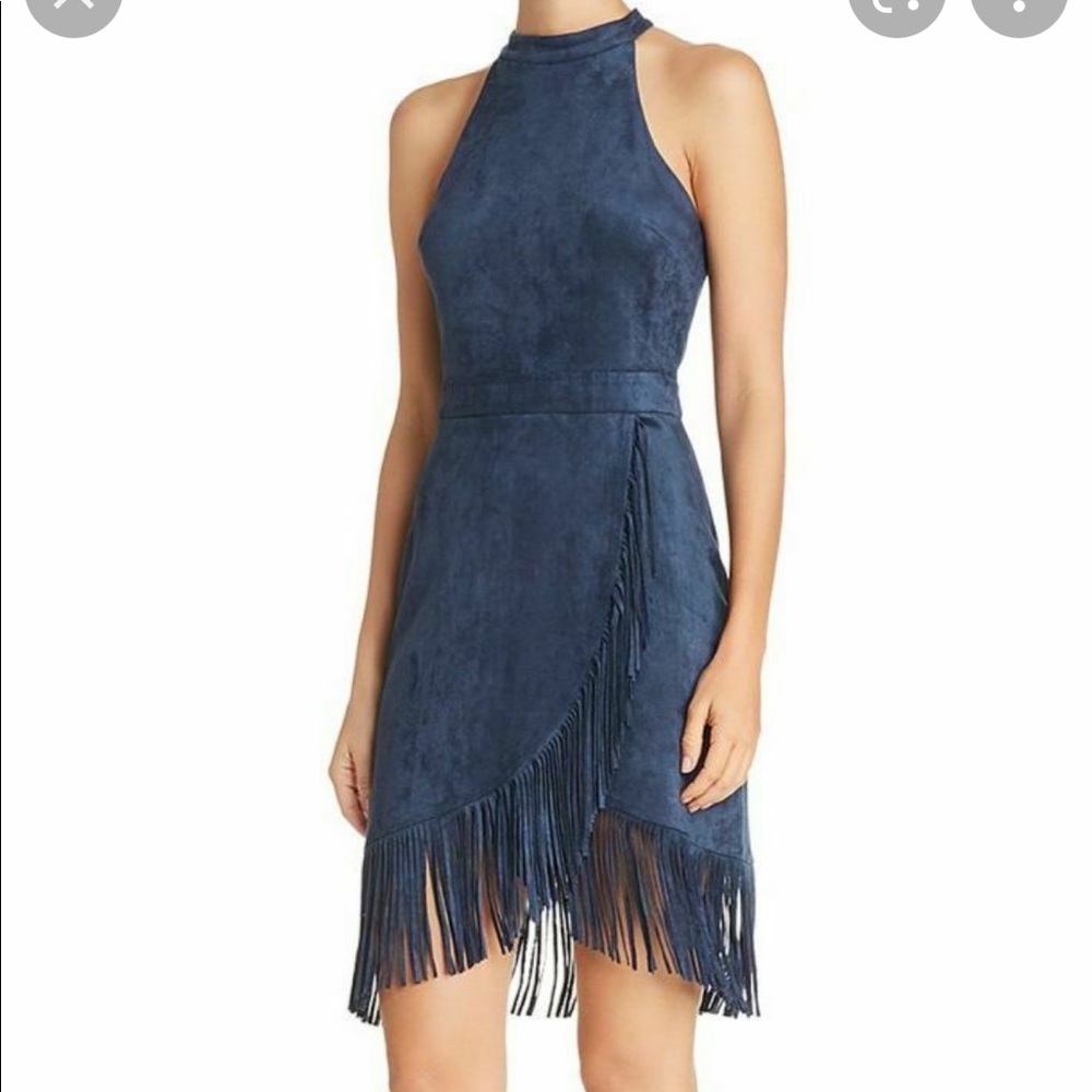 Aqua Suede Fringe Dress